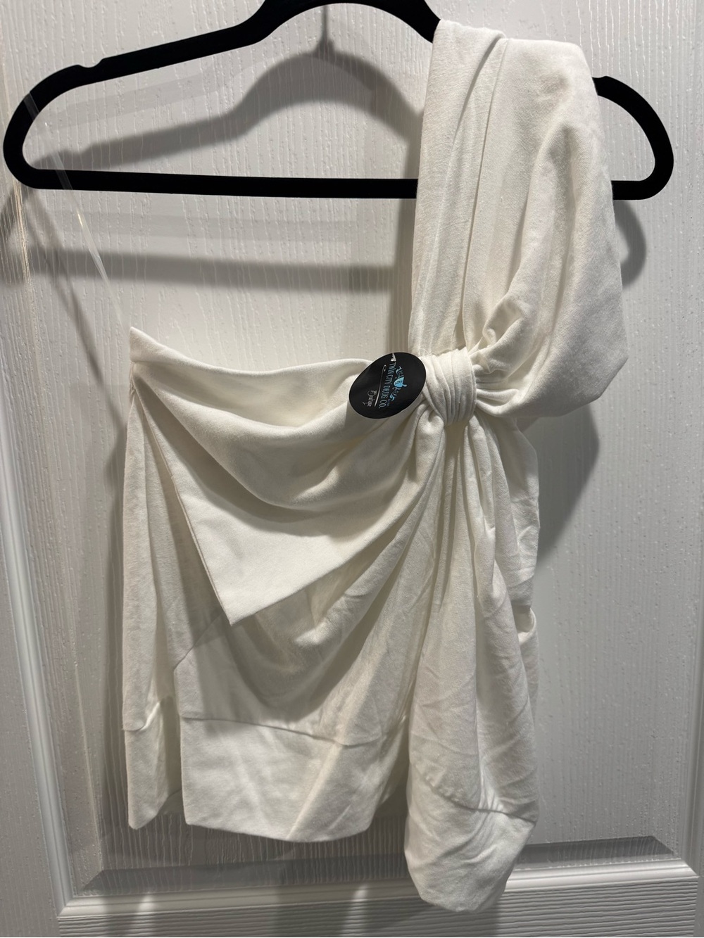 Ces Femme White One Shoulder Knot Top | Women’s Large | NWT